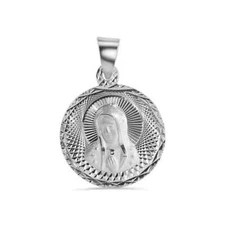 High Polished 925 Sterling Silver DC Virgin Mary Medallion Charm