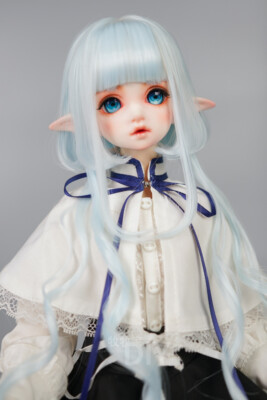 BJD Sky Blue Colour Curly Gradient Long Wig for 1/6 1/4 1/3 Doll Soft Hair 
