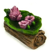 Leaf Tea Set on a Log MI 56254 Miniature Fairy Garden