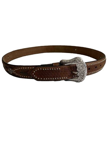 Nocona Grey Charcoal Leather Bling Gunmetal Studded Crystals  display picture 2