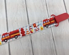 Pacifier Clip Holder Pacifier Ribbon Baby Gift Stocking Stuffer Firetruck