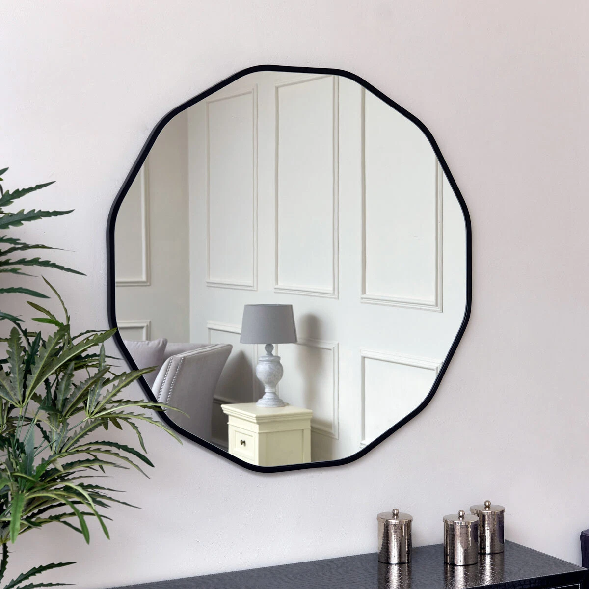 Large Round Gold Scalloped Wall Mirror 90cm x 90cm