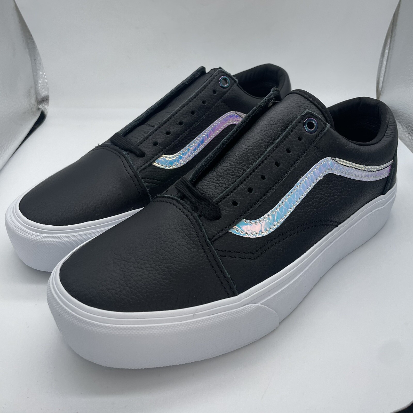 Vans Old Skool Platforms Holo Sidestripe Womens 9.5 Mens 8 Black White  Shoes New | eBay