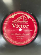 10" Victor Single Sided Record 78RPM Evan Williams: Jean FREE SHIPPING!!