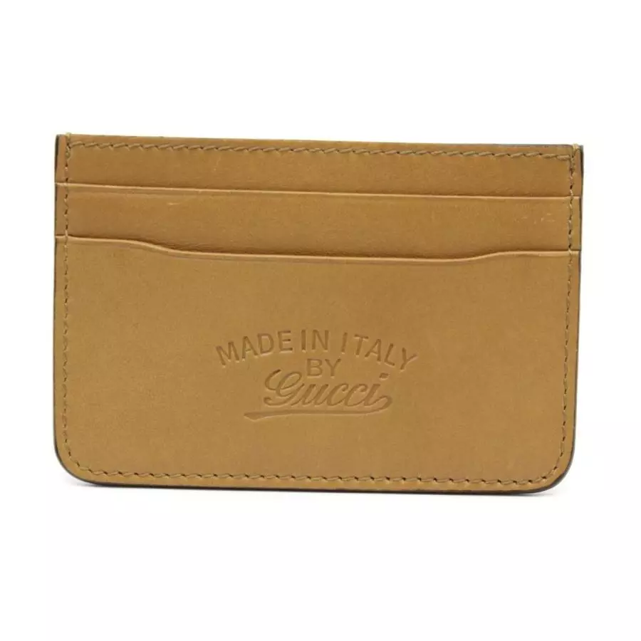 Gucci étui à cartes cuir veau camel couleur marron logo femme accessoires authentique