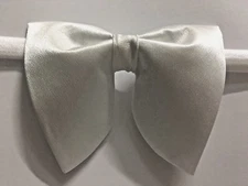 Handmade Oversized White Satin Bow tie Vintage style 70`s Wedding Prom