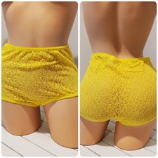 Teri Lingerie Brief Panty Nylon Sheer Lace Full Cut 8/XL Sunny Day YELLOW 308