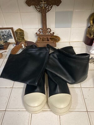 Rick Owens Stretch Lamb Leather Knee High Stocking Sneaks Black