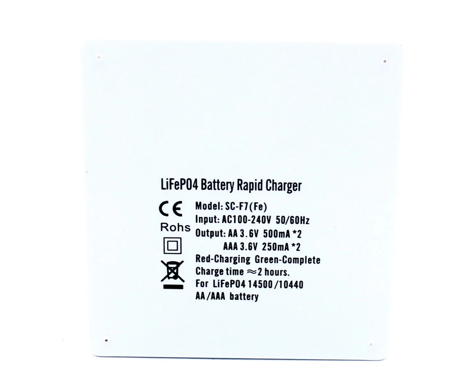 Cargador inteligente LiFePO4 3,65v 250mA-500mA para 1-2 Li-Fe 3,2v AA 14500 AAA 10440 Foto 2 de 4