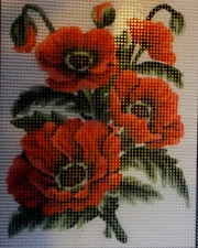 "Poppies" Printed Needlepoint Tapestry  Canvas 3149