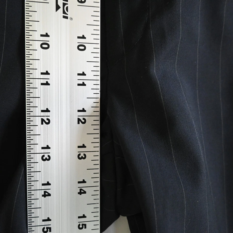 Pantalones de vestir Jos A Bank 36x30 azul marino a rayas 100 % lana plisados con puños Windsor Foto 3 de 4