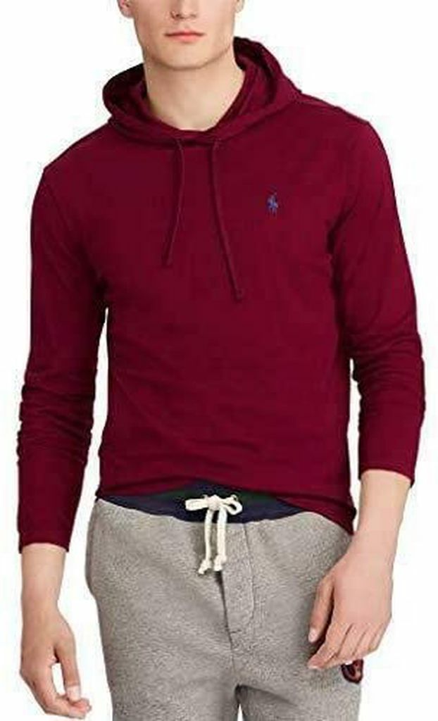 NUOVA Polo Ralph Lauren Uomo Felpa con Cappuccio VINO BORDEAUX BLU PONY RIDER S M L XL