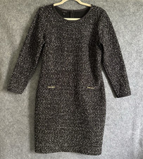 Talbots Dress Women's 6 Black White Speckled Sheath Stretch Knit Office Career