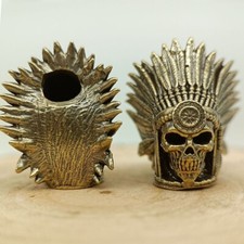 2pcs Brass Skull Knife Bead For Knife Bracelet Beads Paracord Lanyard Beads