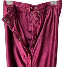 Dodger Tear Away Nylon Pant L 28 x 33 Side Snap Elastic Waist Maroon Red Vintage