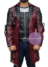 Punk Rave Poison jacket Steampunk Gothic Men's Coat Maroon & Black Colour