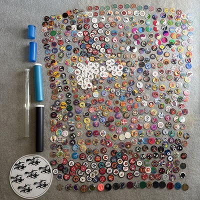 400+ Loose Pogs 19 Slammers 90s Tubes Play Disc NHL, 8 Ball, Xmen, Cookie Crisp,