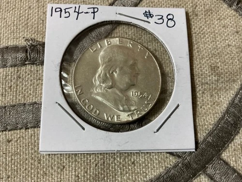 1954-P Franklin Half Dollar 90% fine silver uncertified and ungraded