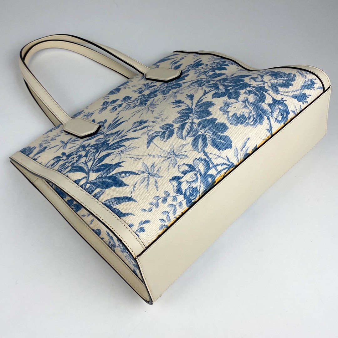 GUCCI Herbarium Tote Bag Women's Canvas Floral GG Ribbon Used thumbnail 2