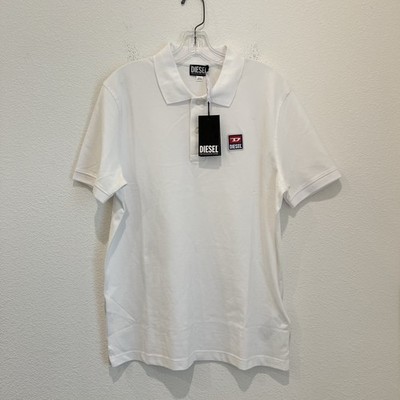 DIESEL T Kal Patch Short Sleeve Polo Top Mens Bright White Size L MSRP $95.
