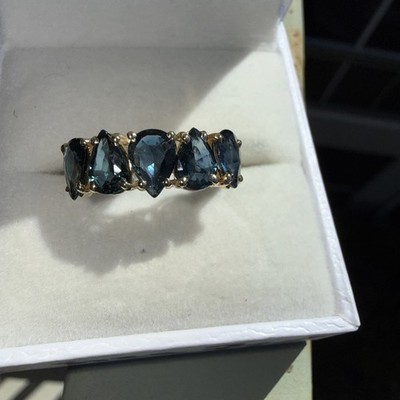 RARE Natural UNHEATED Blue Sapphire Ring Pear Cut Matching Set 14k GIA CERTIFIED