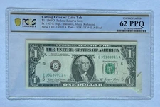 1969D $1 Cutting Error W/ Extra Tab PCGS 62 PPQ Federal Reserve Note *1 Of 1*