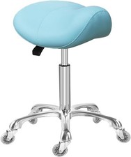 Saddle Stool Rolling Ergonomic Swivel Chair for Without Backrest, Cyan