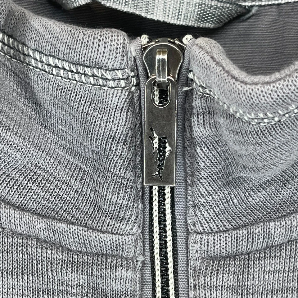 Tommy Bahama Montego Beach 全拉链运动衫男式 L 灰色刺绣标志 — 第 4/4 张图片