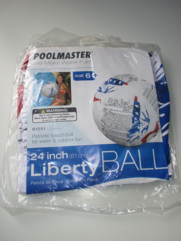 PoolMaster 24" Inflatable Beach Ball July 4th Patriotic Lady Liberty Preamble