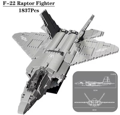 1837 Teile F22 Raptor Kampfjet mit Nutzlast Bausteine Modell