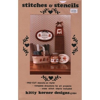 Vintage 1984 Kitty Korner Designs Stitches & Stencils Pattern 103 Country Crafts