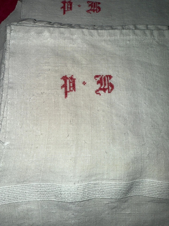 5 torchons anciens pur lin liteaux blancs    83 cm x 70 cm, réf T226 - Photo 2/4