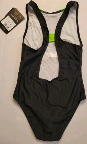 Women’s Aquarilla Black/Lime Green/Grey One-Piece Bathing Suit EU Sz 42=US 10/12 - Picture 4 of 7