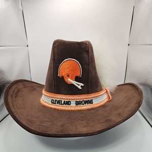 VINTAGE ORIGINAL CLEVELAND BROWNS FOOTBALL TEAM WESTERN STYLE HAT IN BOX AJD