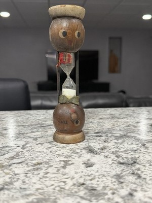 Vintage R. Bender Wooden Novelty Hourglass Egg Timer 