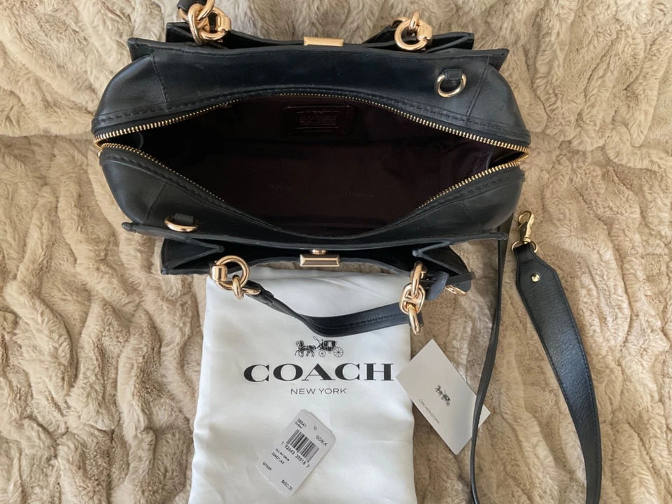 COACH Dreamer in Quilted Nappa Leather with Rivets - Gold/Black  #38541 EUC - Image 4 of 4