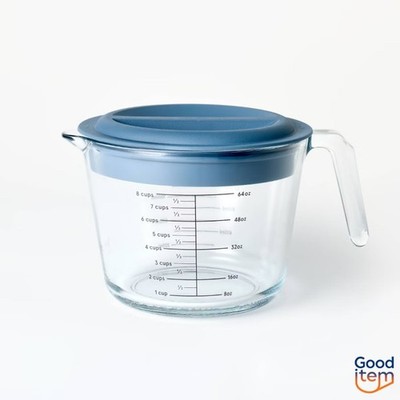 8 Cup Glass Measuring Cup with Lid - Figmint :Borosilicate Glass 2000ml Capacity