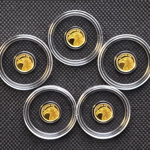 LOT of 5 - 24k Pure Gold American Eagle Flag Coin .9999 Fine Gold Bullion Round