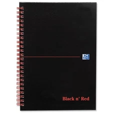 Oxford Black n' Red Book Wirebound Ruled and Perforated 90gsm 140 Pages A5 Matt