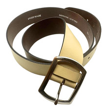 Original Vintage Genuine Leather Unisex White Belt with Buckle Size 35- 40 Swiss