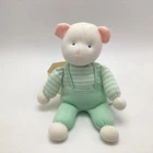 Vintage Eden Baby Teddy Bear Security Plush Knit Mint Green Striped Overalls 11”