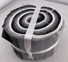 20 ~ 2.5" Pre Cut Jelly Roll Quilt Quilting Strips Black, Grays & White