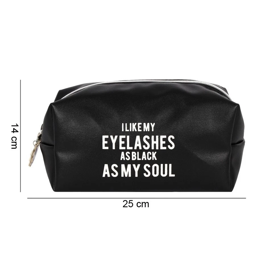 Bolso de maquillaje As Black As My Soul, bolsa pestañas negras góticas cuero vegano Foto 2 de 4