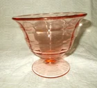 5" tall x 5-1/2"  Depression Glass pink block optic style footed, flared dish