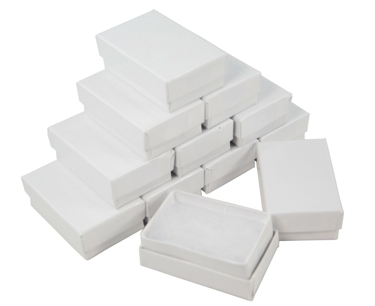 24Pcs 7.5x7.5x3.5cm Square White Cardboard Jewelry Box Necklace Bracelet Earrings Ring Gift