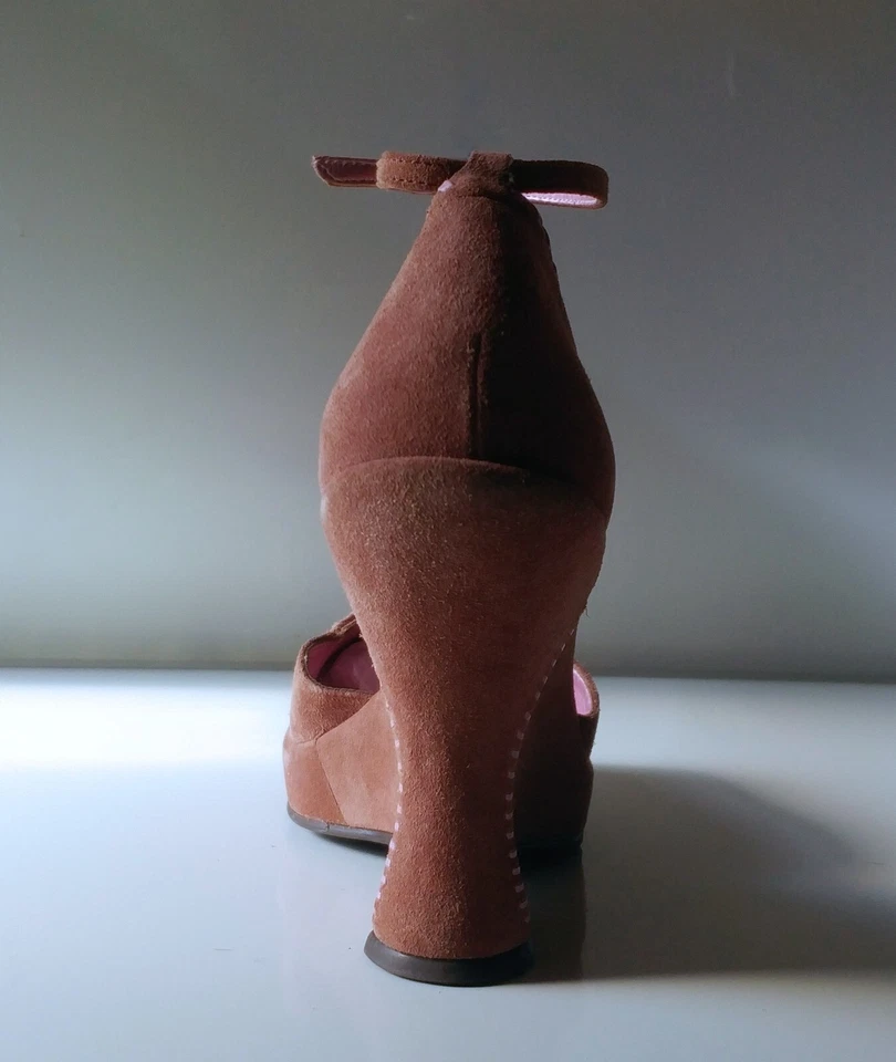 BCBGIRLS Brasil Mujeres Gamuza Plataforma Cuña Tobillo Correa Bomba Tacón Talla EU 38 US 8 B Foto 4 de 4