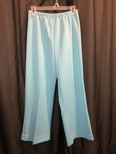 Vtg, 80s BLUE STRETCH KNIT PANTS Women's Size 14 1/2 PETITE