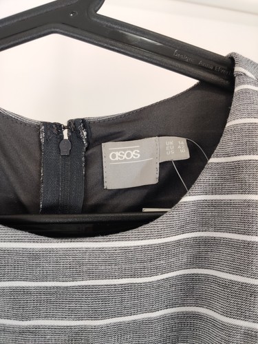 Asos Maternity Women Stripes Dress Midi Casual Gray Stripes Size 10 - Picture 8 of 9