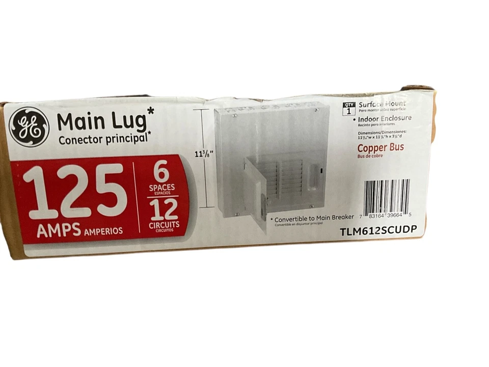 GE TLM612SCUDP 125 Amp 6-Space 12-Circuit Indoor Main Lug Circuit Breaker Panel - Image 4 of 4