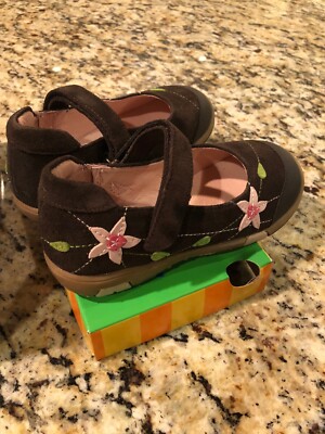 Girl's Leather Shoes-JUMPING JACKS DIVINE --NWT- Chocolate Brown/Pink--11.5 Wide